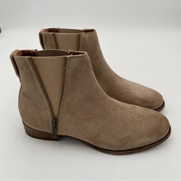 Frye Ash Leather Suede Carly Zip Slip On Ankle Boot Booties Shoes Size 8.5 NWOT - Picture 7 of 9